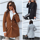Damen Mantel Blazer Langarm Basic Unifarbe Wintermantel Knopf DSTREET S-2XL