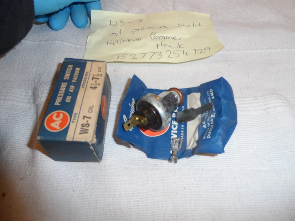 ПЕРЕКЛЮЧАТЕЛЬ ДАВЛЕНИЯ МАСЛА ПЕРЕМЕННОГО ТОКА WS-7 HILLMAN MK MINX КАЛИФОРНИЙСКИЙ HUMBER HAWK COMMER COB - Изображение 1 из 1