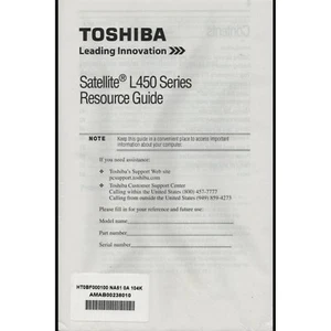 TOSHIBA Satellite L450 Series PC Laptop Resource Guide Manual 3 Instruction Book - Picture 1 of 2