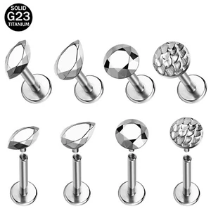16g G23 Titanium Labret Lip Rings Round Cartilage Earring Tragus Medusa Piercing - Picture 1 of 41