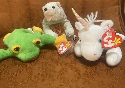 Collectable Lot Of beanie babies extremely rare Unicorn, Frog, Polar Bear - Image 1 of 4