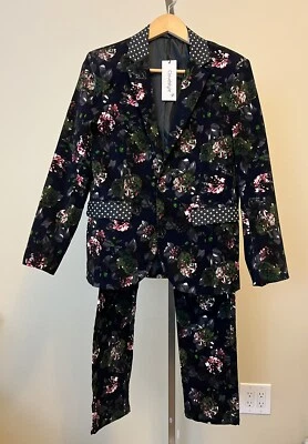 Cloudstyle Size Small Mens Black Floral 2 Piece Suit - Image 1 of 4