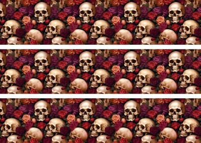 Totenkopf Rosen Schädel essbar Tortenband Tortenbild Party Deko Geburtstag Skull - Bild 1 von 4