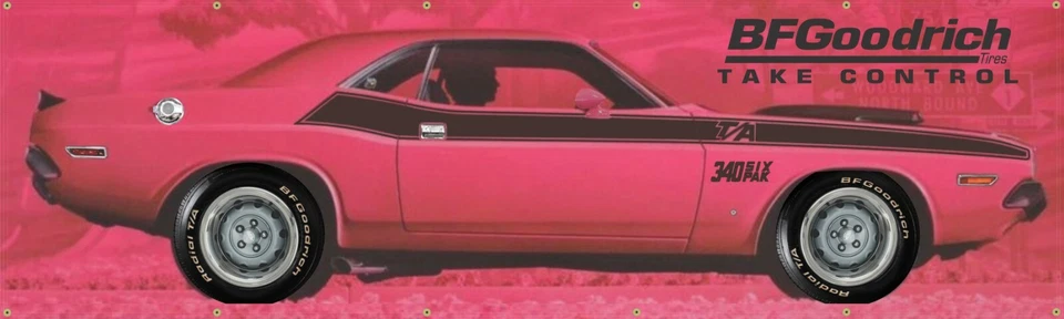 REPRODUÇÃO BFGoodrich Banner de Vinil Rosa Challenger T/A (317). 3 tamanhos. - Imagem 1 de 1