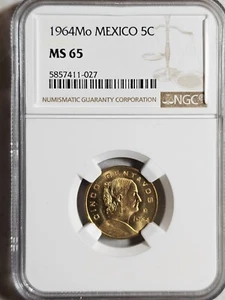 Mexico 5 Centavos 1964Mo NGC MS 65 - Picture 1 of 2