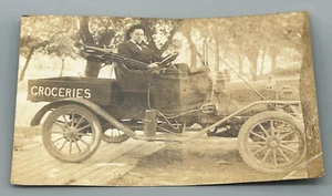 RPPC Postcard Antique Grocery Delivery  Car Auto Automobile! - Picture 1 of 4
