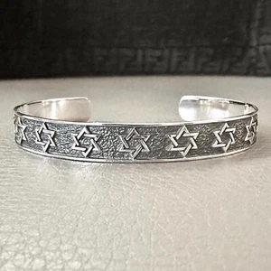 Handcrafted 925 Sterling Silver Star of David Hebrew Jewish Magen Star Bracelet - Picture 1 of 4