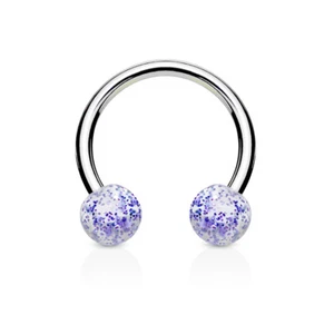 Pair of Glitter Ball Horseshoe Circular Barbells Septum Tragus Lip Piercing 16G - Picture 1 of 10