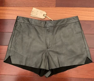 NET ALLSAINTS Manila Lamb Leather Shorts $400 Gunmetal *Sz 27* - Picture 1 of 9