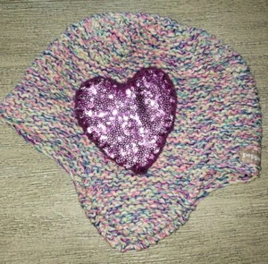 PEPPERCORN KIDS knit WINTER HAT sequin purple heart girl MEDIUM colors NICE MOM! - Picture 1 of 1
