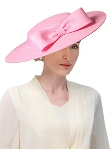 Big Brim Bowknot Fascinators Hat For Women Cocktail Wedding Kentucky Derby Hats - Picture 1 of 5
