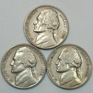 1952-P 1952-D 1952-S Jefferson Nickel Set (Lot#3) - Picture 1 of 2