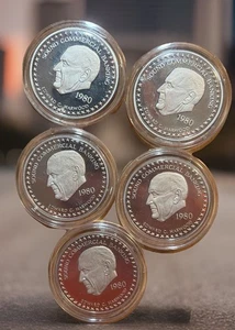 (5) 1980 GOLD STANDARD Edward Harwood Silver 1oz Round Engelhard Coin Capsule 1 - Picture 1 of 13