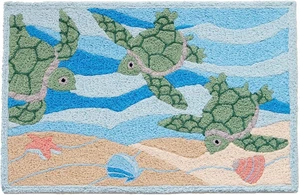 Indoor/Outdoor Decorative Turtles Swimming Accent Rug - 20" X 30" - Picture 1 of 12