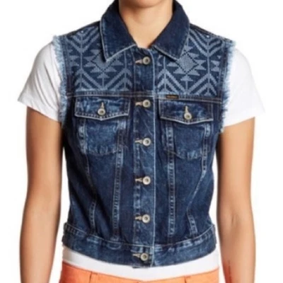 Chaleco Big Star Ryder Denim Estampado Geométrico Extra Pequeño XS NUEVO CON ETIQUETAS Western Festival Foto 1 de 4