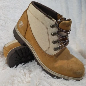 Timberland Men's Two Tone Beige Ankle Canvas/Leather 13M Lace Up Boots 490590640 - Picture 1 of 8