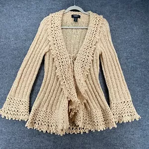 Express Cardigan Sweater Womens M Wool Crochet Strap Fairy Cottagecore Handknit - Picture 1 of 8