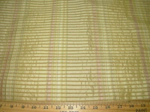 4 4/8 YDS 100% SILK VERVAIN EMBROIDERY STRIPE DRAPERY UPHOLSTERY FABRIC FOR LESS - Picture 1 of 3