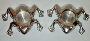 Pewter metal FROGS Tea Lights Candle Holders set of 2 figures - Picture 1 of 3