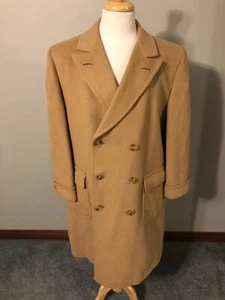 Men's Vintage Jos A Bank Camel Hair Blend Polo Coat Overcoat-Size 42 - Picture 1 of 15