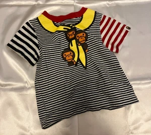A Bathing Ape Bape kids Milo short sleeve T-shirt 100 approx. 3T striped pattern - Picture 1 of 24