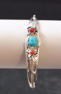 Indianer Indian Türkis Koralle Sterlingsilber 925 Armband Navajo B39 - Bild 1 von 12