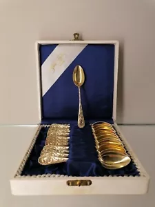 Wilkens 12 cucharas de moca cuchara de café espresso plata 800 chapada en oro caja de 11 cm - Imagen 1 de 14