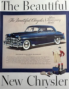 1949 Chrysler Automobile Beautiful Silver Anniversary Model Fluid VTG Print Ad - Picture 1 of 1