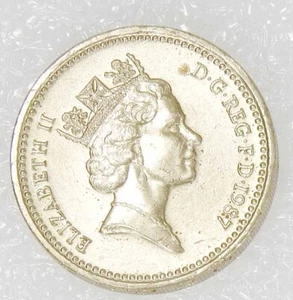 1987 Reino Unido 1 libra emblema puerro de Gales diadema real en el borde moneda de Gran Bretaña - Imagen 1 de 2
