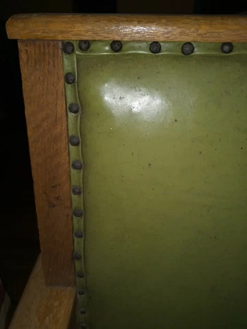 Vintage Wood Rocking Chair - Green Upholstery, used Cover