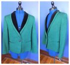 1980s Green and Black Wool and Velvet Bert Newman Blazer Jacket B34