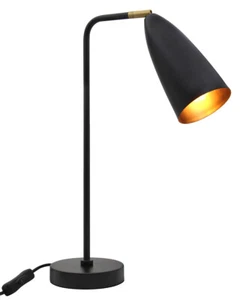 Black Metal Table Lamp Adjustable Shade Brass Joint Desk Lamp Modern H3019 - Picture 1 of 16