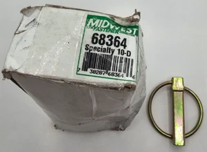 (QTY 12) Midwest Fastener 68364 7/16" x 1-9/16" Zinc Plated Steel Linch Pin 10-D - Picture 1 of 8