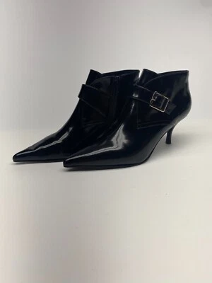 Jeffrey Campbell Womens Informer Pointed Toe Bootie In Black Box Silver Sz 7 - Image 1 of 4