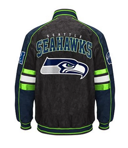 NFL Seattle SEAHAWKS Officially Licensed Shell 100% LEATHER Suede Jacket ~ XL Cover
