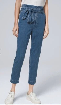 White House Black Market The Tapered Ankle Denim Paperbag-Waist - Image 1 of 4