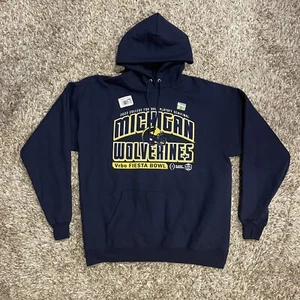 NWT Michigan Wolverines Football 2022 VRBO Fiesta Bowl Hoodie Sweatshirt L Blue - Picture 1 of 9