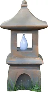 Pagoda Statue Solar Statue Japanese Outdoor Zen Garden Lantern Flickering LED - Picture 1 of 4