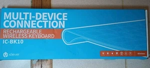 iClever IC-BK10 Multi-Device Rechargeable Wireless Keyboard,Silver. Opened Box. - Picture 1 of 3