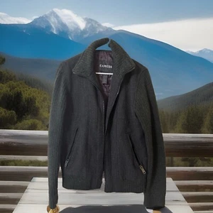 Chaqueta Bomber Retro Express Para Mujer Mezcla de Lana Carbón Talla S Bolsillos con Cremallera Completa - Imagen 1 de 7