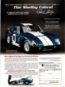 SHELBY Cobra Die Cast Replica Ad Classic Car Model 118 Scale Hemmings Vintage - Picture 1 of 1