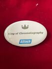 Alltech King Of Chromatography Promo Ad Vtg Oval Pinback Button 2.75" Science