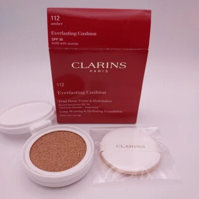 Base Cojín Clarins Everlasting RECARGA 112 ÁMBAR SPF 50 Sellada Foto 1 de 4