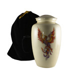 Phoenix - Immortal Bird White Urn for Adult Ashes / Cremation Urns - Firebird