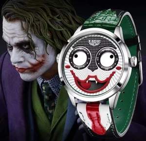 Joker Face LIGE 2025 Men's Quartz Watch Leather Strap Waterproof Fashion 42mm - Picture 1 of 8