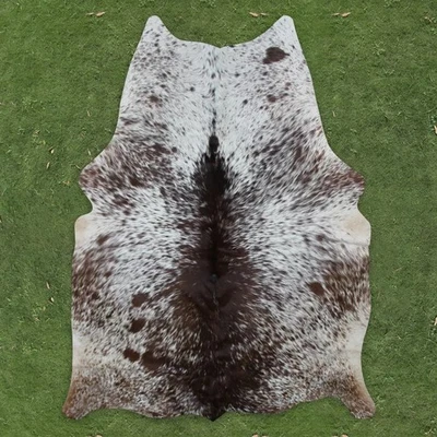 Hair on Cowhide Rug Real Cow Leather Skin Floor Carpet Natural Rug 69x60" CC1309 - Image 1 of 2