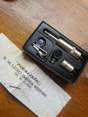 Realistic Tie Tac Electret Condenser Microphone 600 Ohm and 1/4 to 1/8 Inch - Image 1 of 2