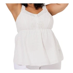 Torrid Windowpane Babydoll Cotton Buttonfront Tank, Torrid 00 - Picture 1 of 7