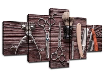 Vintage Barber Shop Tools Wall Pictures Canvas Art Hair Salon Wall Decor Fram... - Image 1 of 4