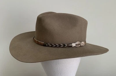 Sombrero de Vaquero Stetson 4X Drifter Fieltro Búfalo Talla 7 1/2 Piedra Bronceado Hecho a Mano en EE. UU. Foto 1 de 4